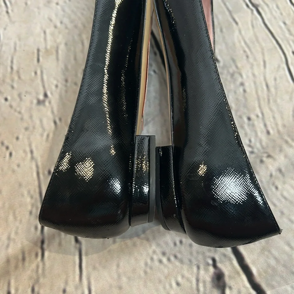 Kate Spade Black Patent Leather Rhinestone Encrusted Accent Flat Shoes Size 6